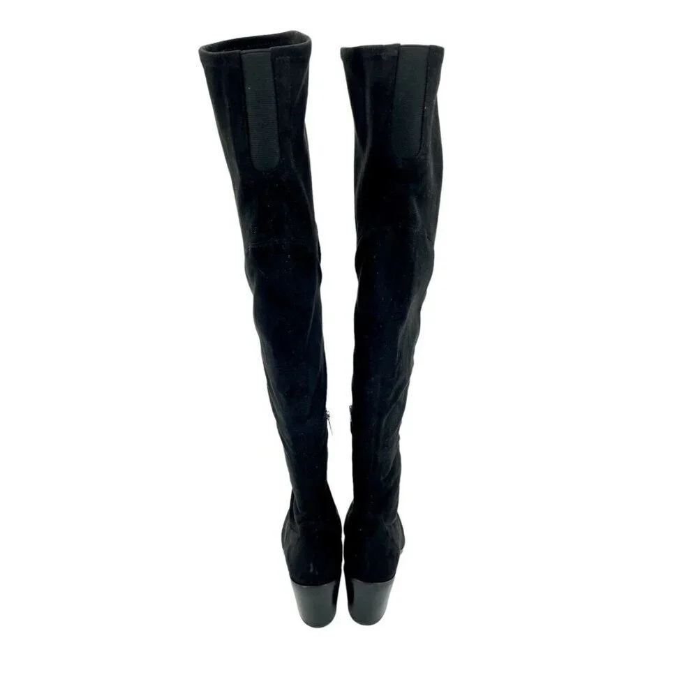Marc Fisher Black Fabric Faux Suede Knee High Boots SZ 8.5 New $249